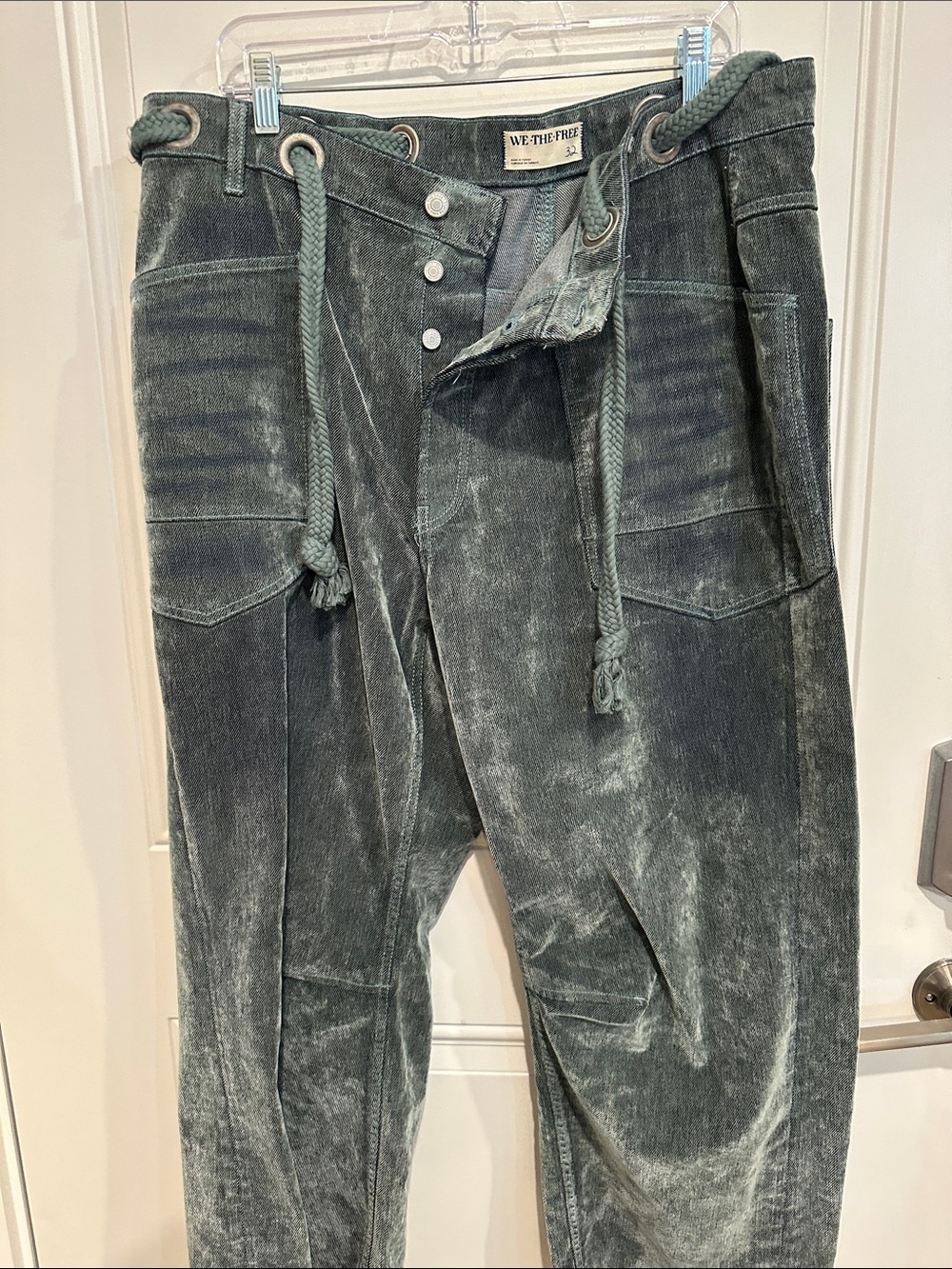 We The Free Washed Green brushed Corduroy Drawstring Pants